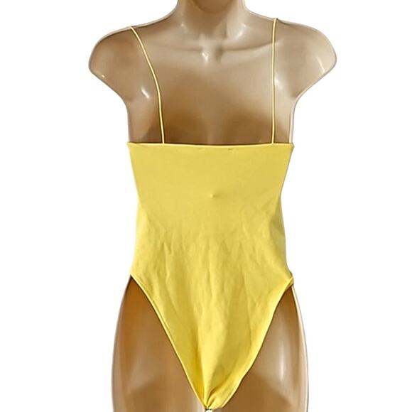 Zara Yellow Spaghetti Strap Bodysuit - Thong Style, Size Small, NWT - Picture 6 of 8